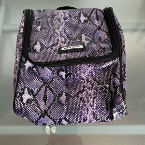 Simon Chan - Pair of Purple Snakeskin Travel Toiletry Bag  and Make Up Bag